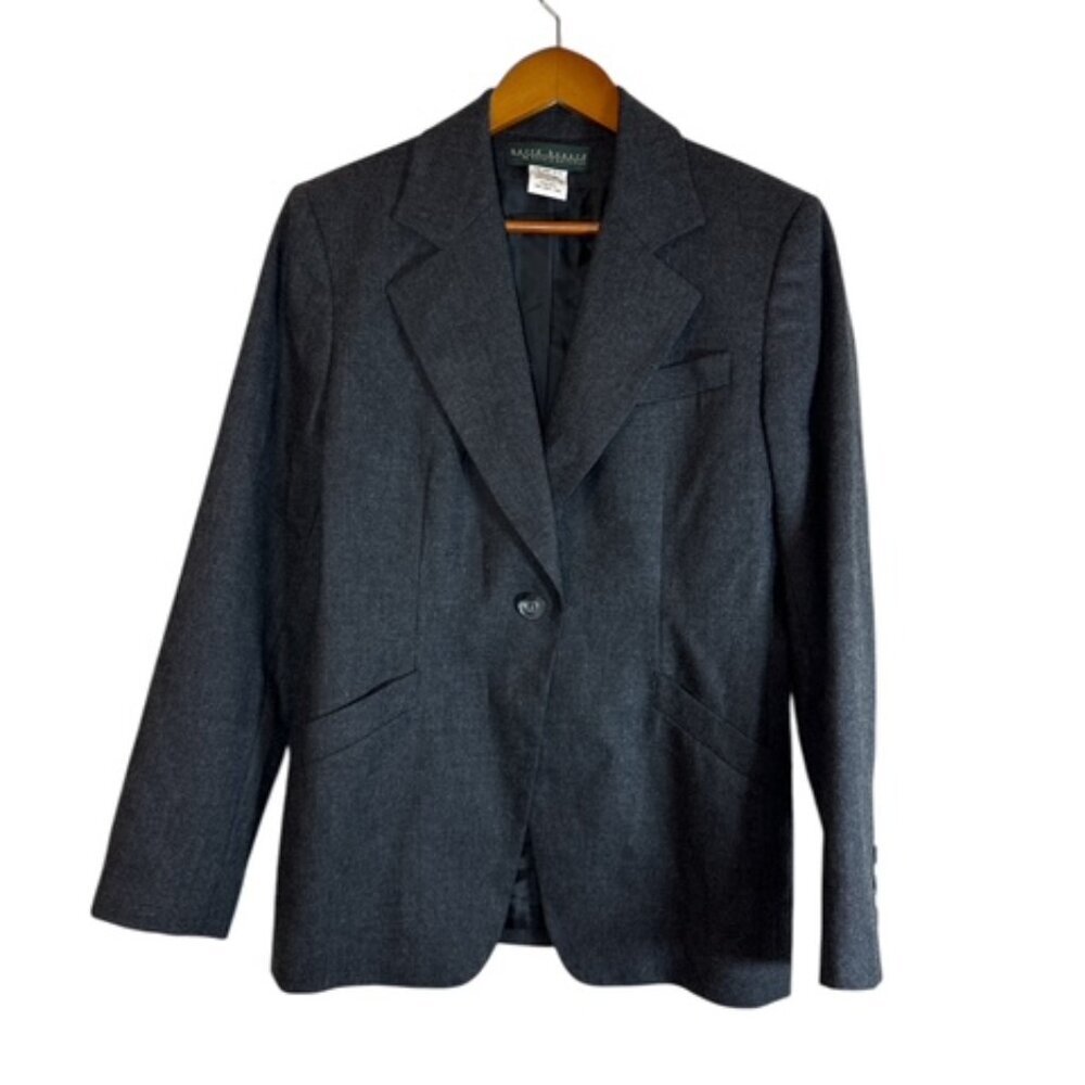 Harve Benard by Benard Holtzman 100% Wool Women's One Button Blazer Gray Sz 12